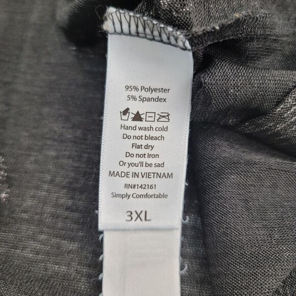 Lularoe‎ Tunic Top 3X Black Metallic Floral Lame' Semi Sheer Lightweight Resort - Picture 6 of 8